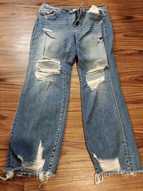 Flying Monkey Distressed Light Blue Flare Jeans